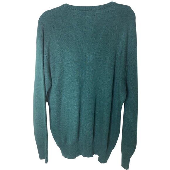 Vintage IZOD Green V-Neck Sweater Men’s L Crest Logo USA Preppy Knit - Picture 4 of 7